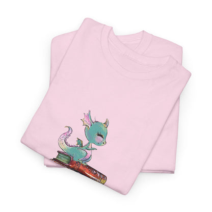 Book Dragon T-Shirt — Cute Book Stack Dragons Reading Tee