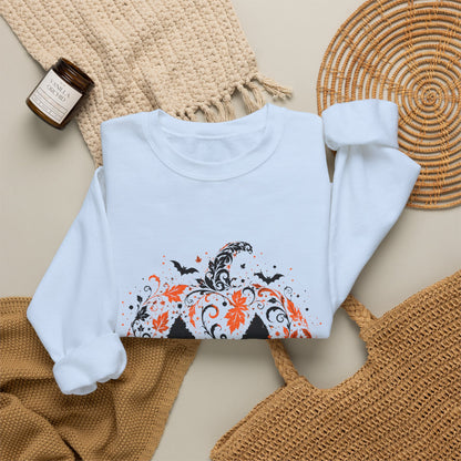 Halloween Pumpkin Crewneck Sweatshirt – Floral Jack-O'-Lantern Design