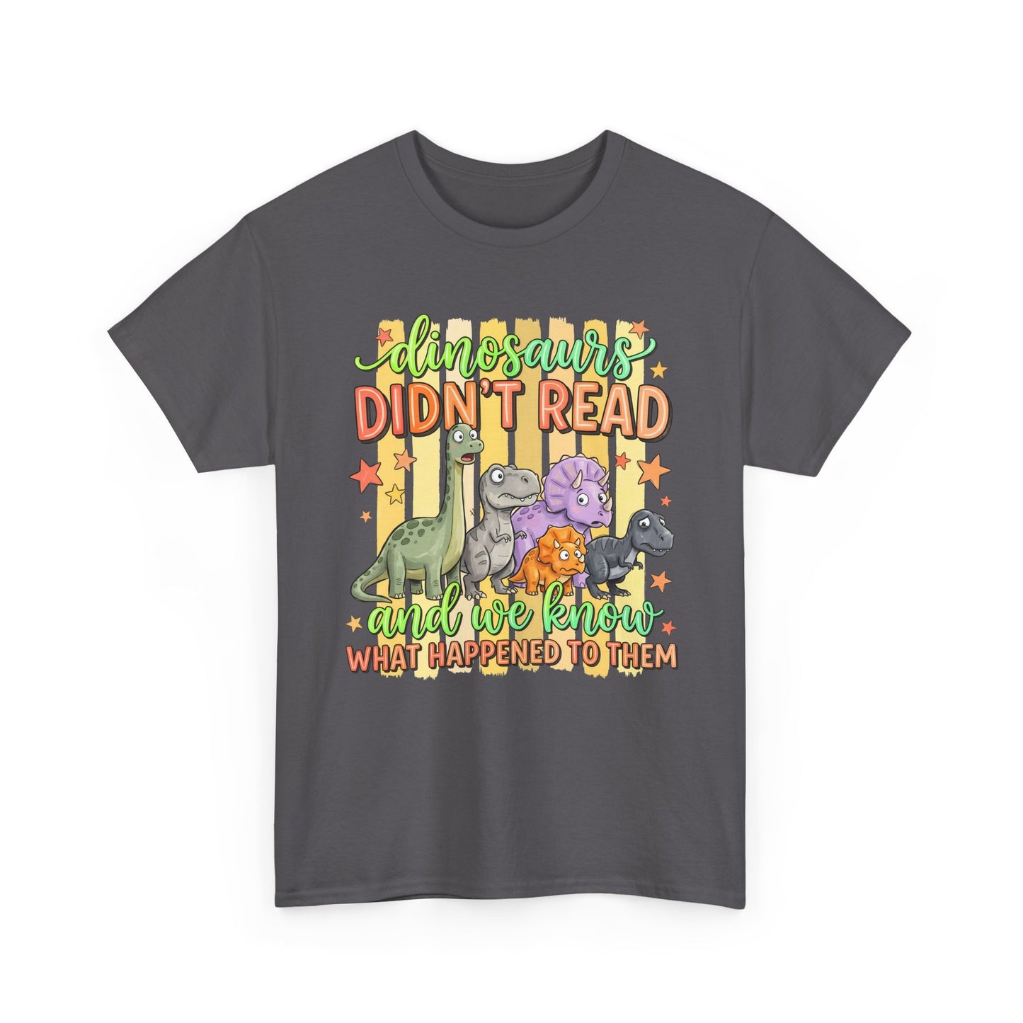 Dinosaur T‑Shirt — "Dinosaurs Didn't Read" Cute Retro Dino Graphic Tee