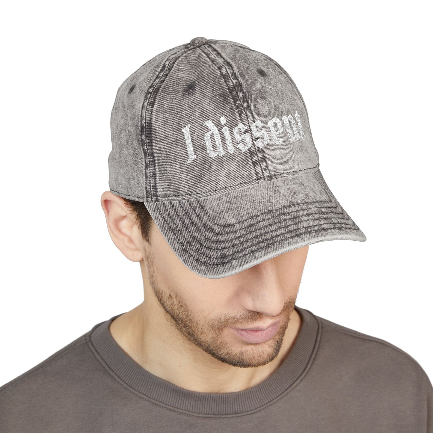 Embroidered 'I Dissent' Vintage Cap - White text