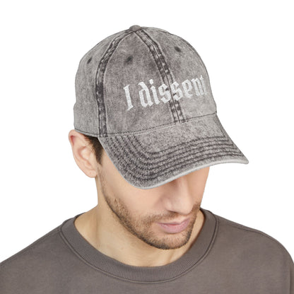 Embroidered 'I Dissent' Vintage Cap - White text