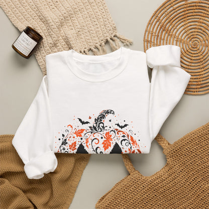 Halloween Pumpkin Crewneck Sweatshirt – Floral Jack-O'-Lantern Design
