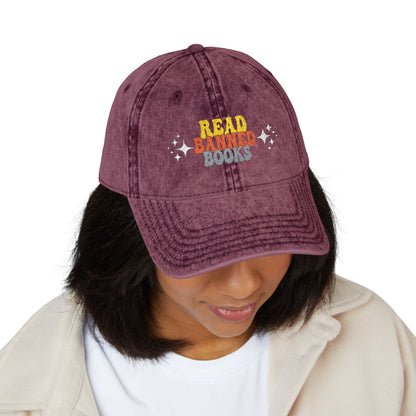 Vintage Embroidered Cap – "Read Banned Books" Retro Cotton Hat
