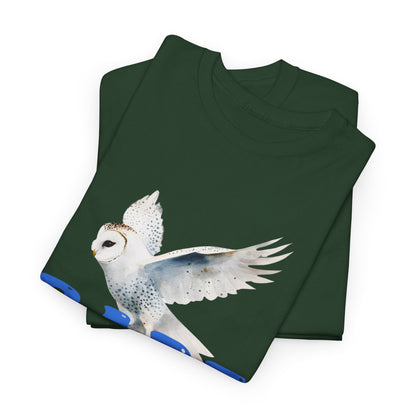 Babe With the Power Graphic Tee — Retro Blue Psychedelic Owl Design