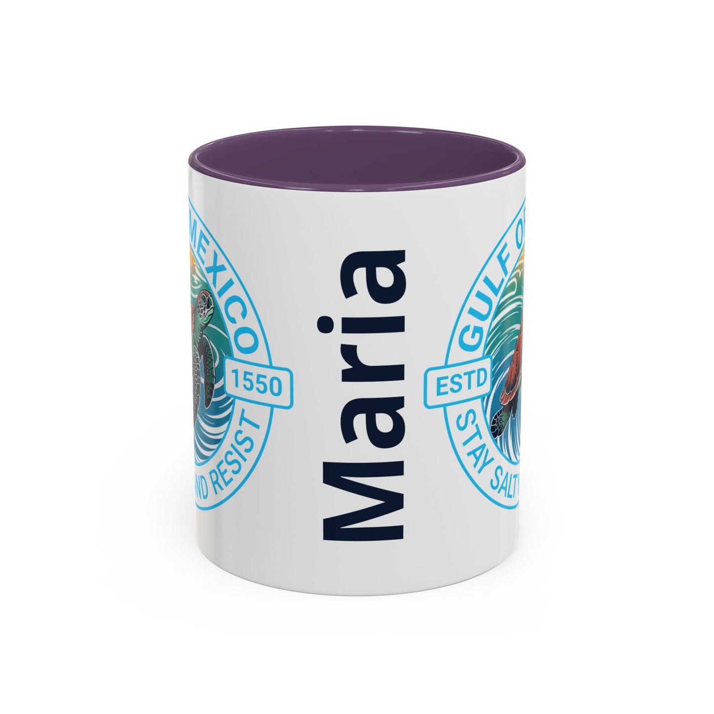 Customizable Gulf of Mexico Turtle Coffee Mug — "Stay Salty and Resist" Accent Ceramic Mug