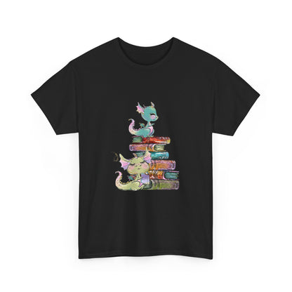Book Dragon T-Shirt — Cute Book Stack Dragons Reading Tee
