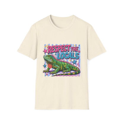 Respect the Locals T-Shirt — Colorful Iguana Graphic Tee