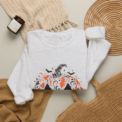 Halloween Pumpkin Crewneck Sweatshirt – Floral Jack-O'-Lantern Design