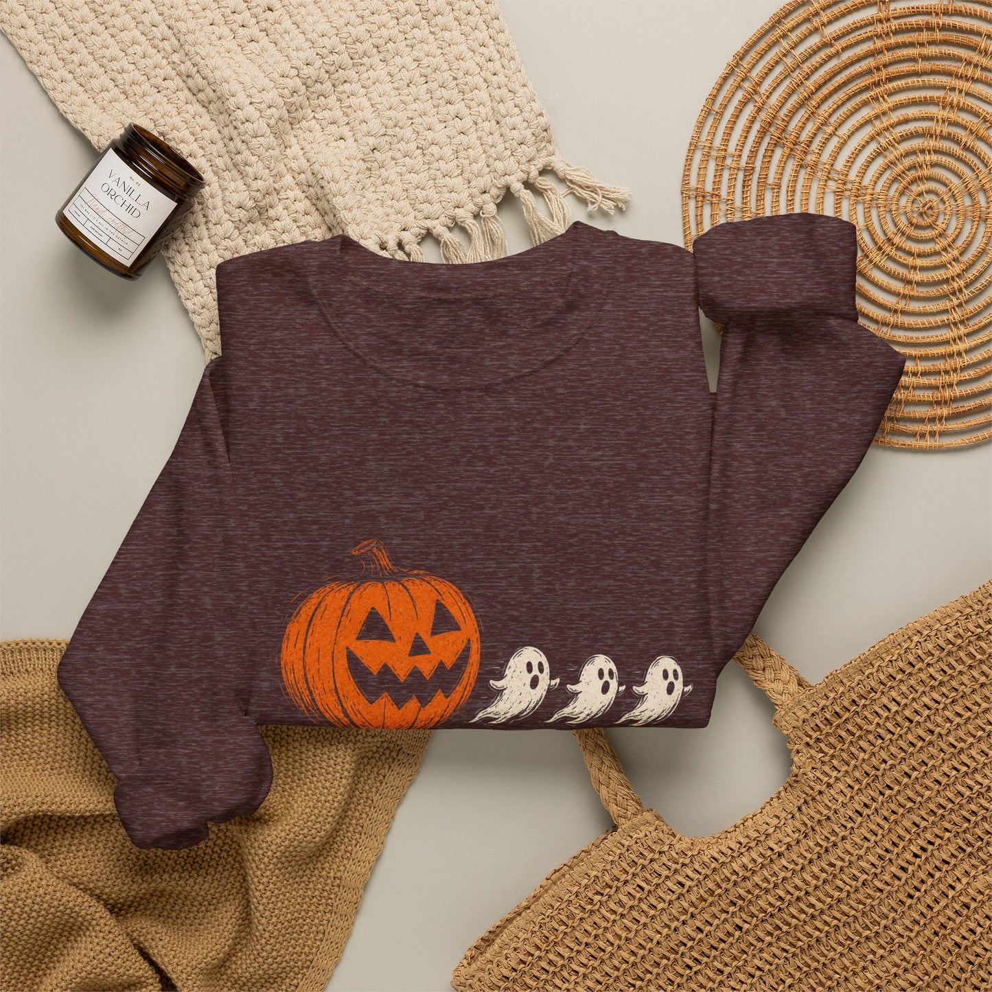 Halloween Pumpkin & Ghosts Crewneck Sweatshirt