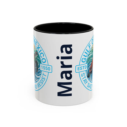 Customizable Gulf of Mexico Turtle Coffee Mug — "Stay Salty and Resist" Accent Ceramic Mug