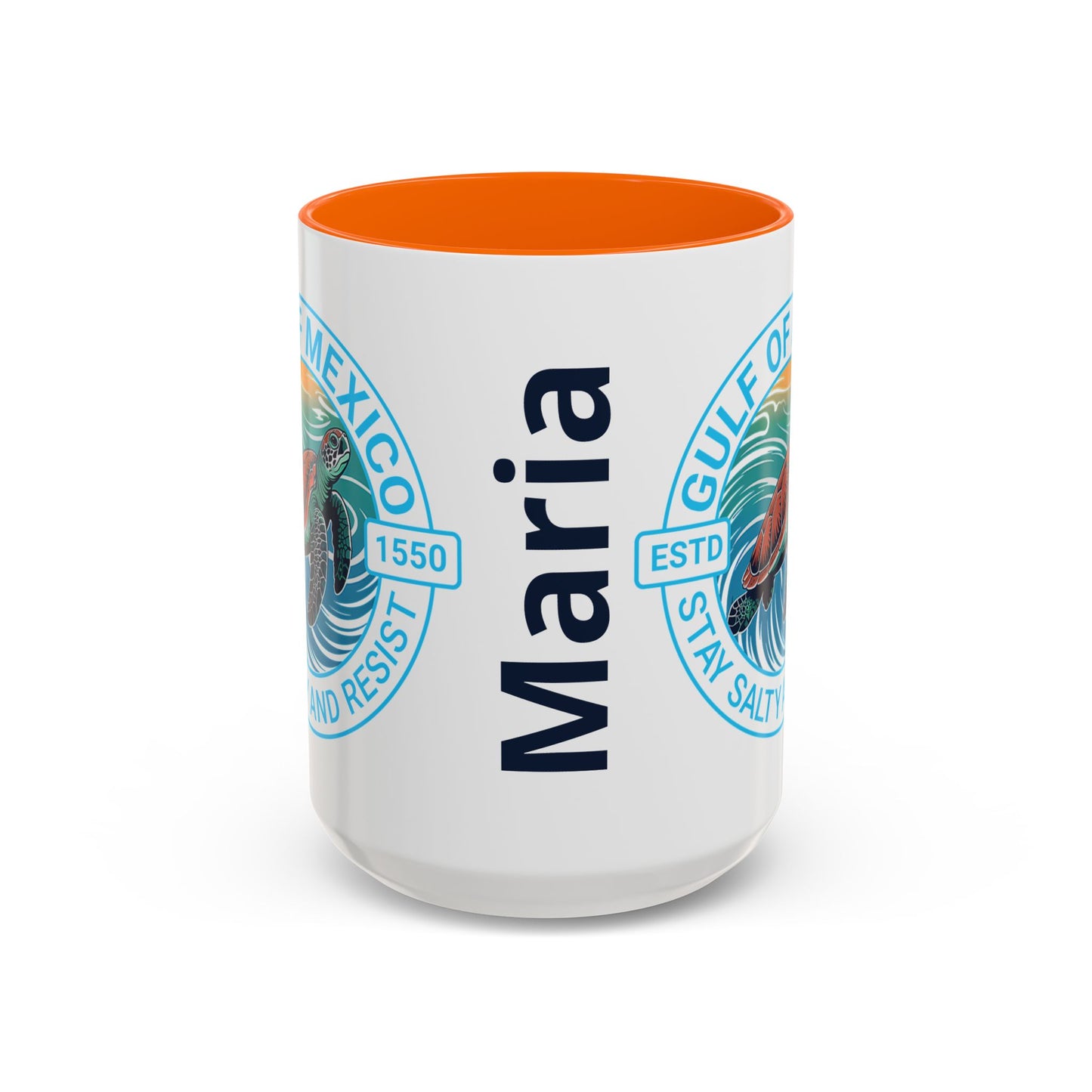 Customizable Gulf of Mexico Turtle Coffee Mug — "Stay Salty and Resist" Accent Ceramic Mug