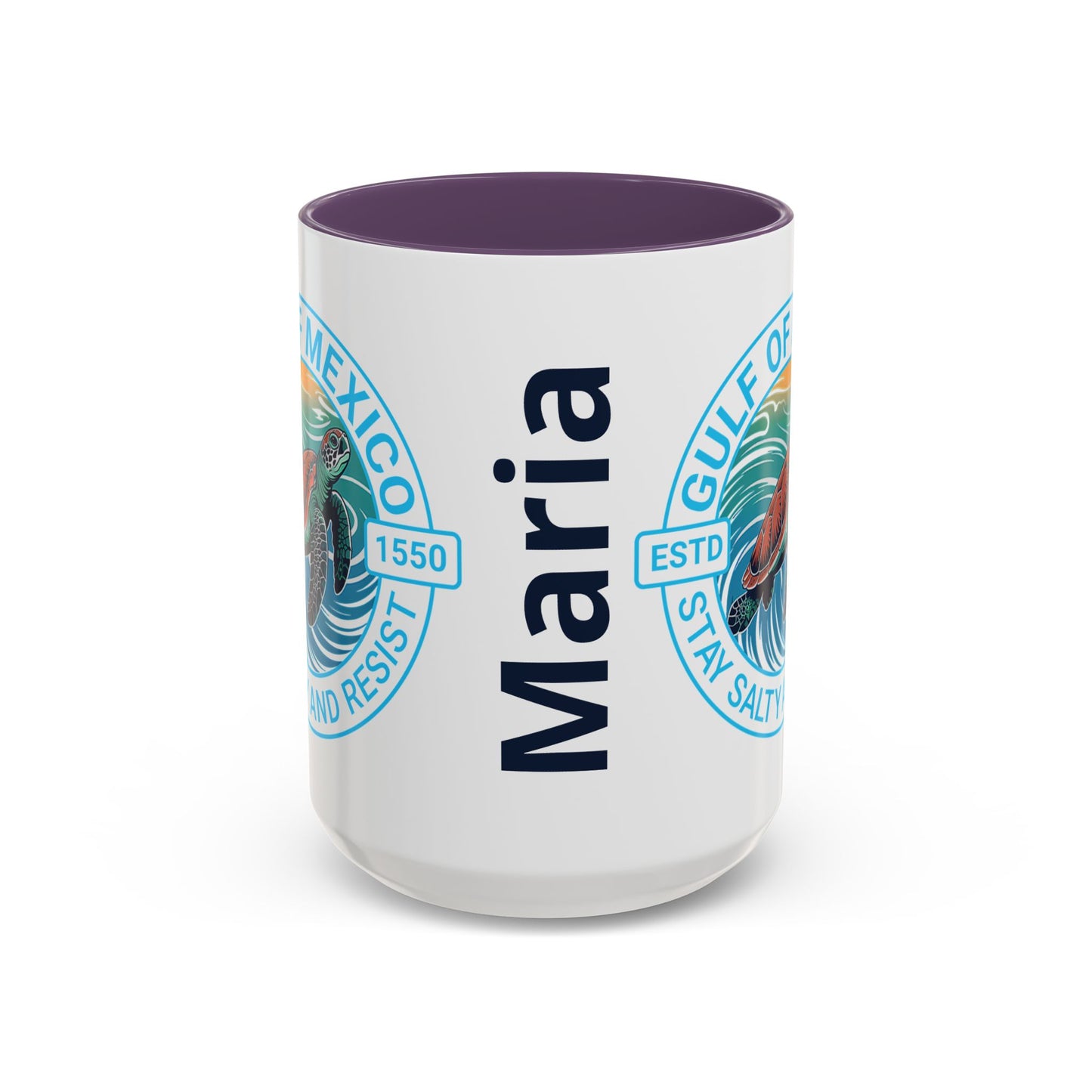 Customizable Gulf of Mexico Turtle Coffee Mug — "Stay Salty and Resist" Accent Ceramic Mug