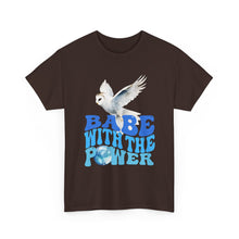 Babe With the Power Graphic Tee — Retro Blue Psychedelic Owl Design