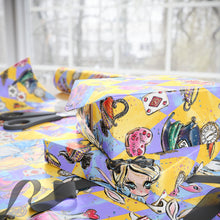 Wrapping Paper — Alice in Wonderland Patterned Gift Wrap (Clocks, Teacups & Playing Cards)