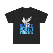 Babe With the Power Graphic Tee — Retro Blue Psychedelic Owl Design