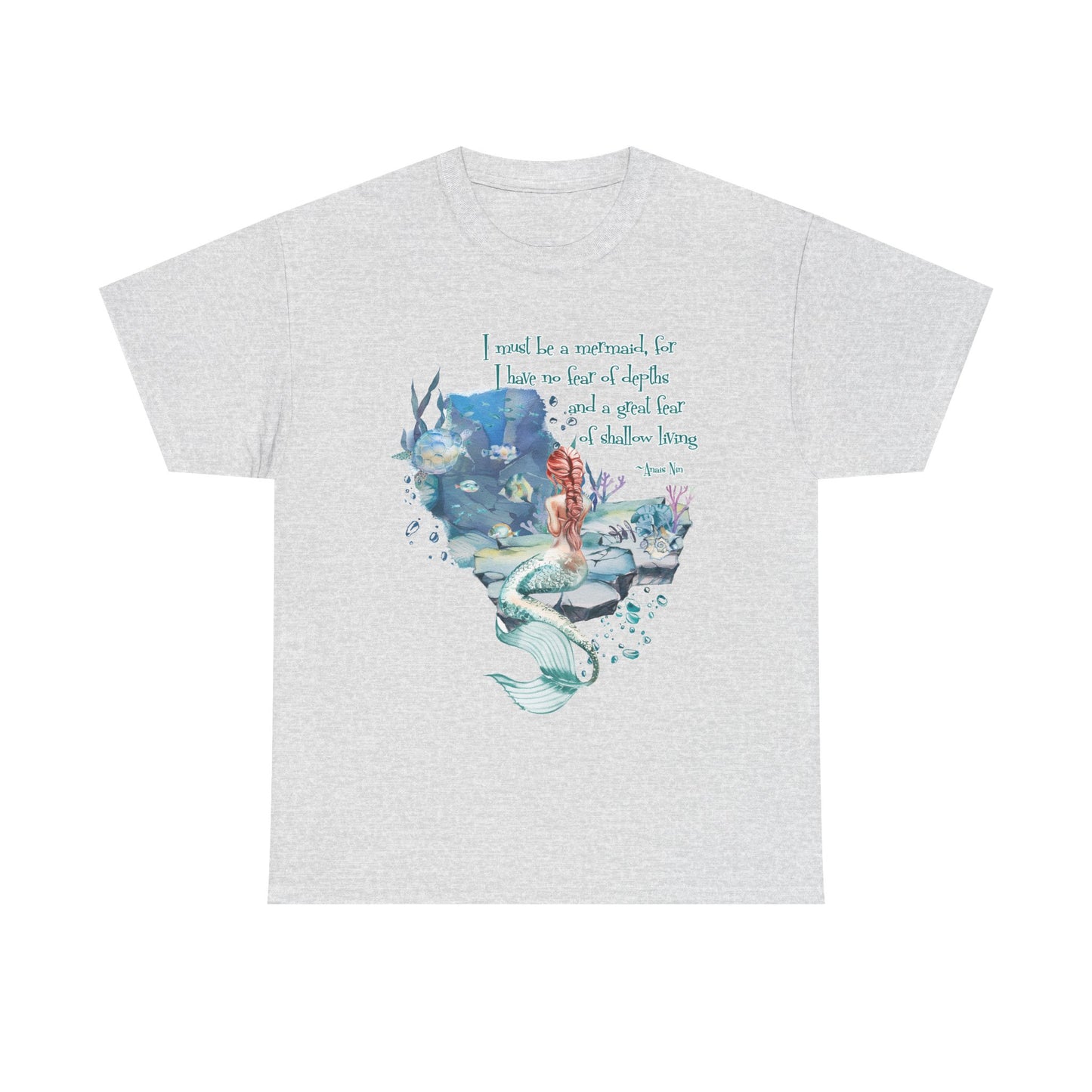 Mermaid Quote T-Shirt — 'I Must Be a Mermaid' Watercolor Tee  - Light colors