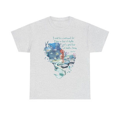 Mermaid Quote T-Shirt — 'I Must Be a Mermaid' Watercolor Tee  - Light colors