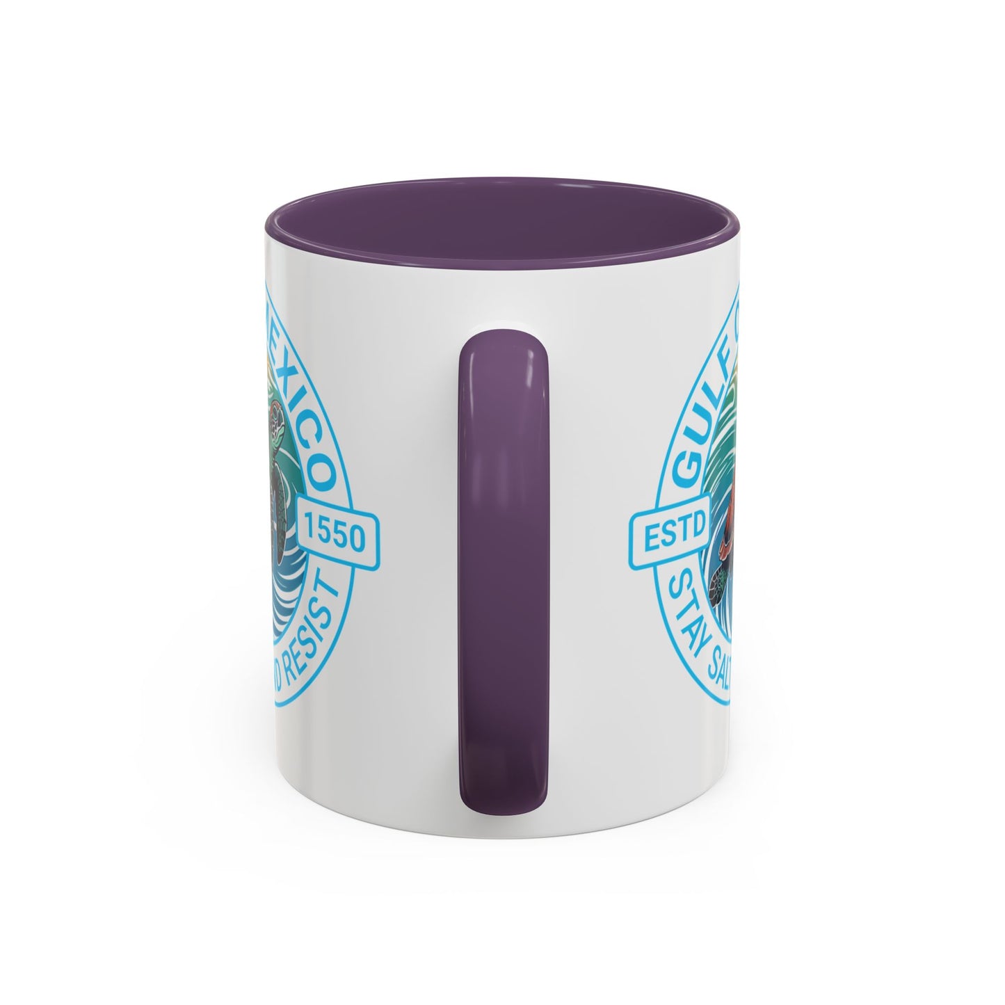 Customizable Gulf of Mexico Turtle Coffee Mug — "Stay Salty and Resist" Accent Ceramic Mug
