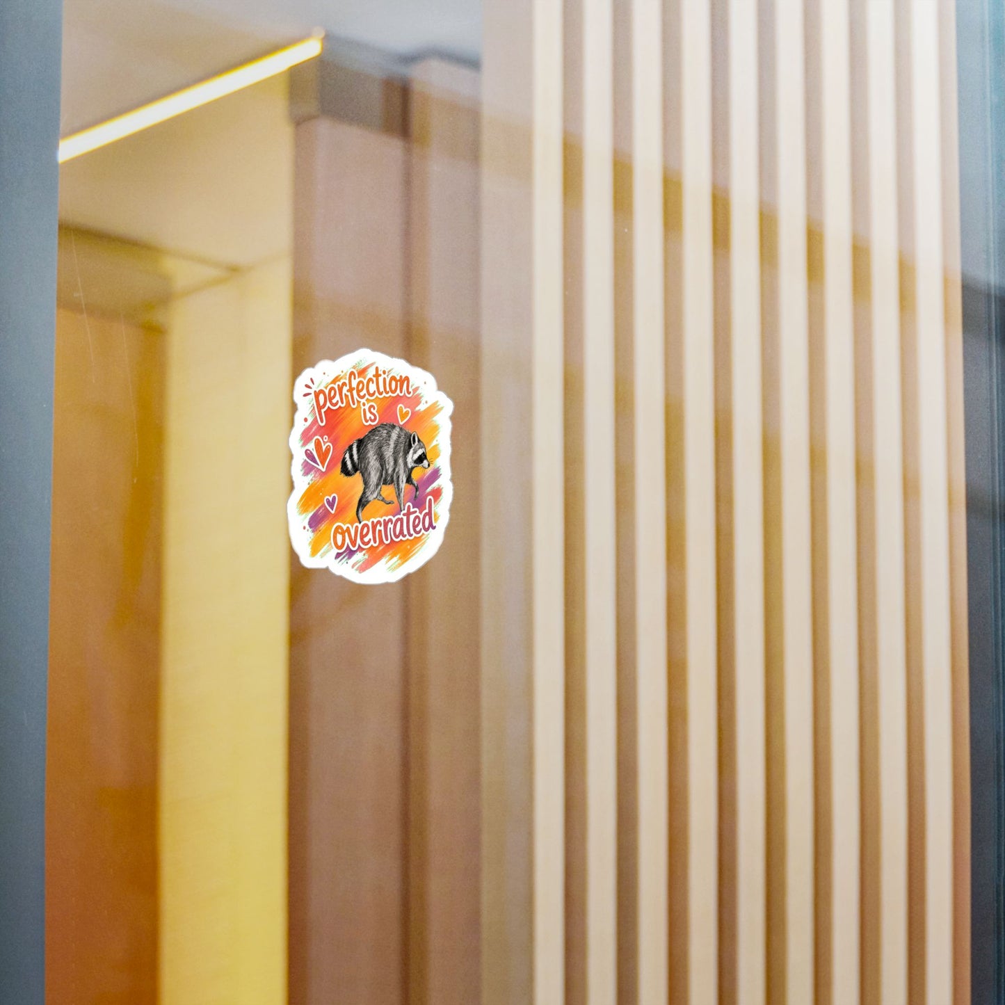Perfection Is Overrated Raccoon Sticker
