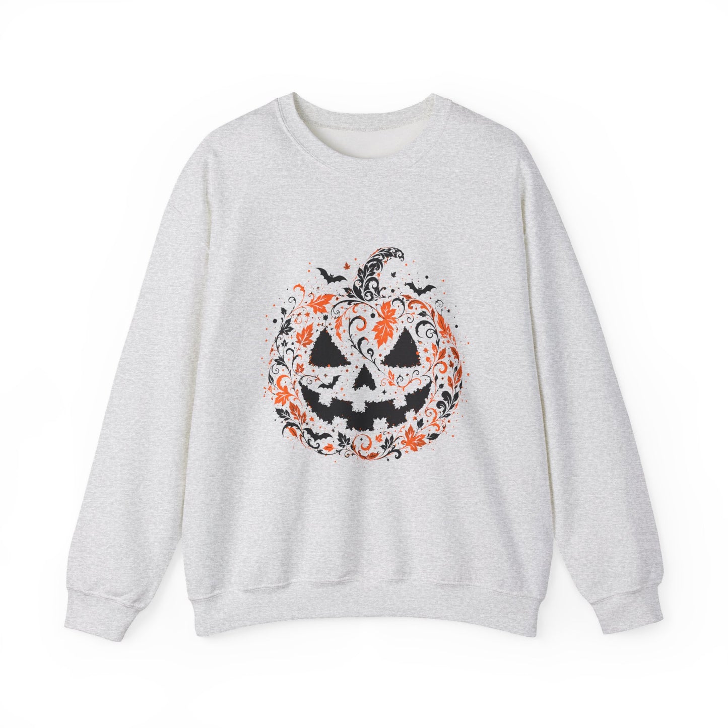 Halloween Pumpkin Crewneck Sweatshirt – Floral Jack-O'-Lantern Design