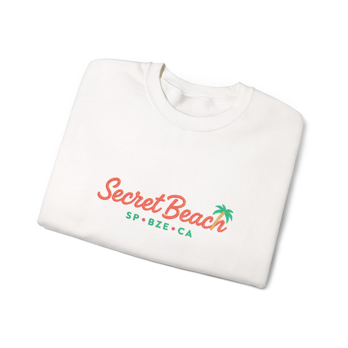 Secret Beach embroidered Crewneck Sweatshirt — Retro Palm Beach Vibes