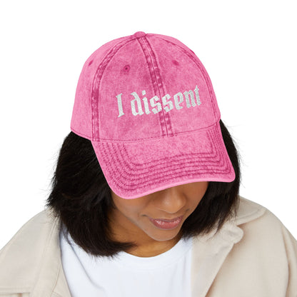 Embroidered 'I Dissent' Vintage Cap - White text