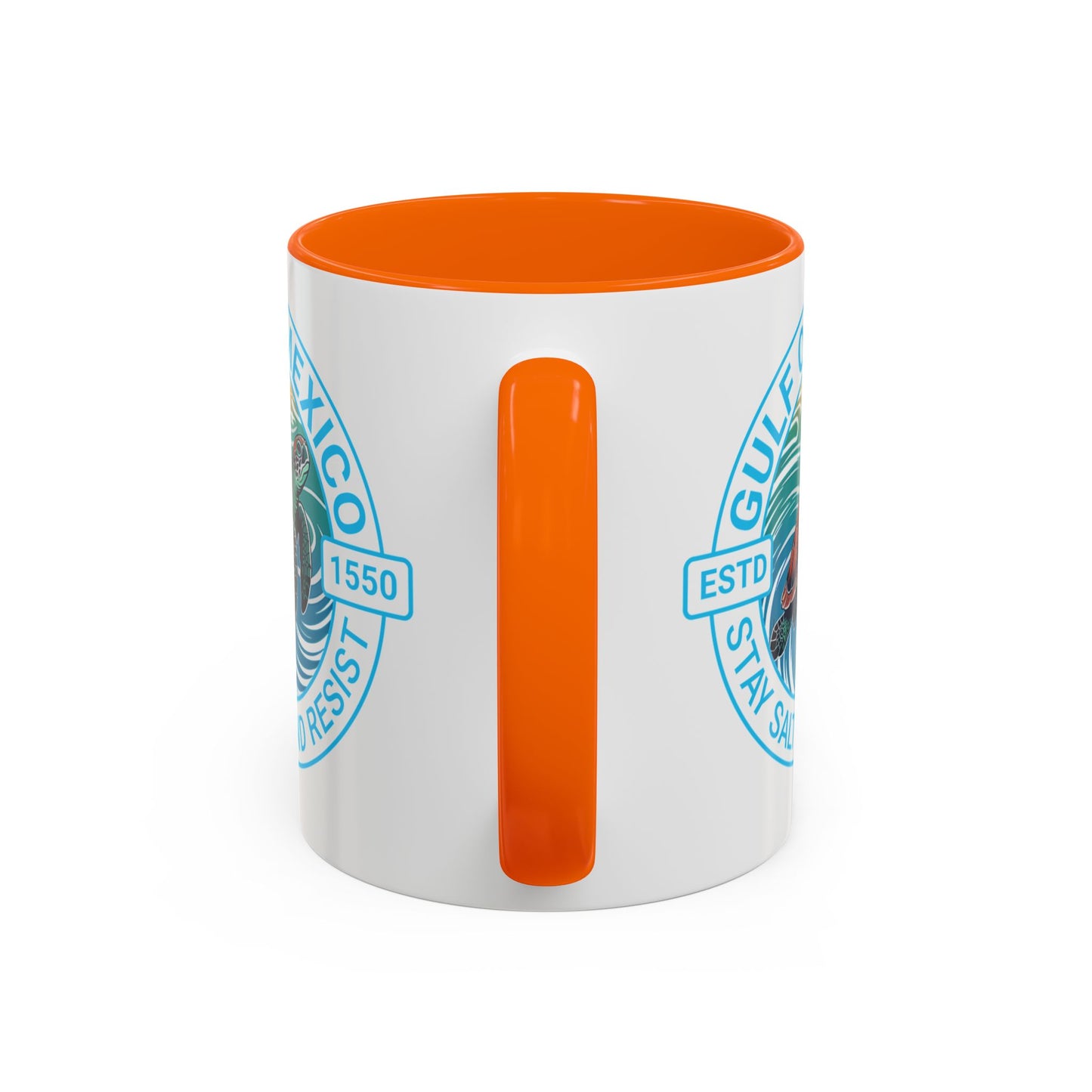 Customizable Gulf of Mexico Turtle Coffee Mug — "Stay Salty and Resist" Accent Ceramic Mug