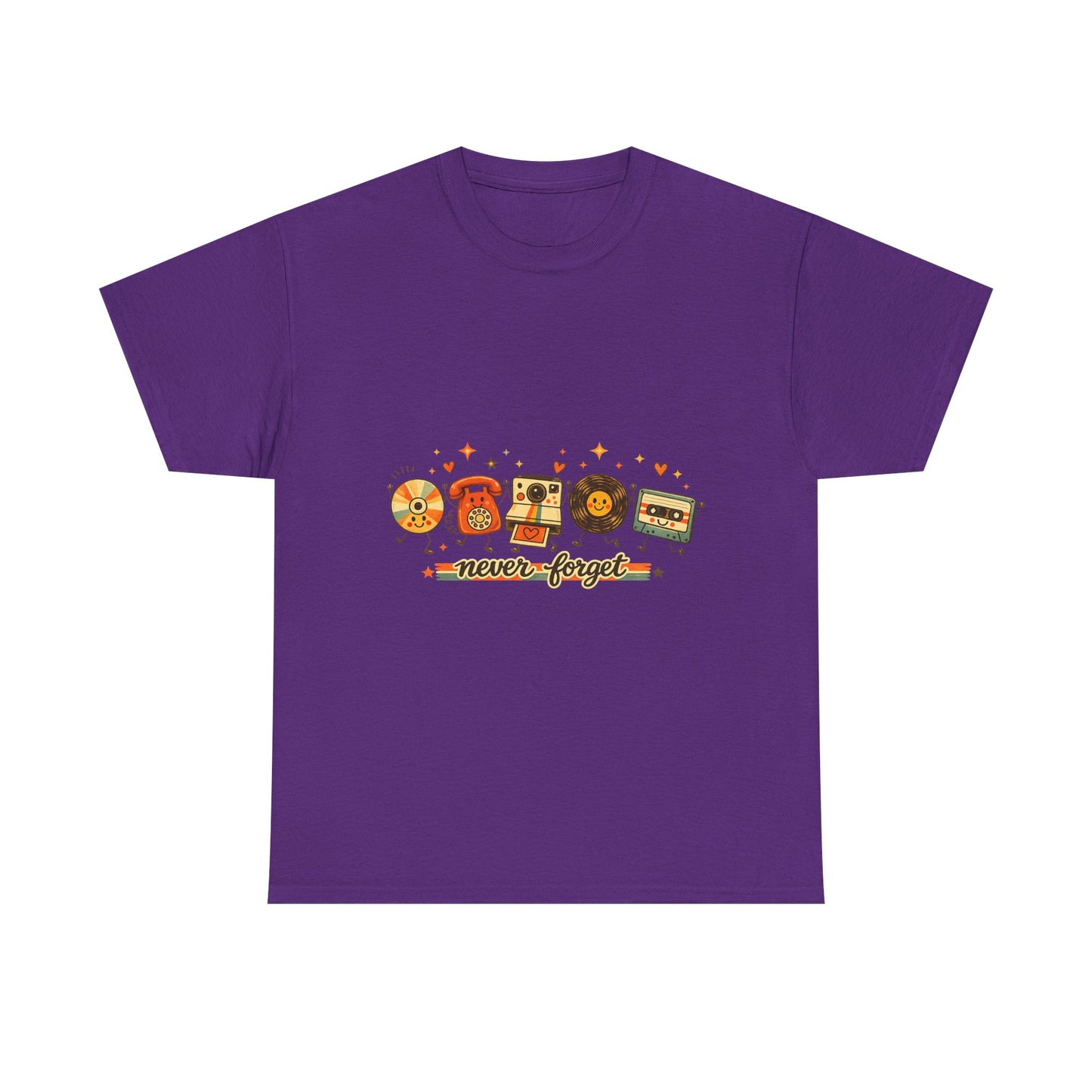 Retro Music Tee — "Never Forget" Vinyl, Cassette & CD Throwback Shirt