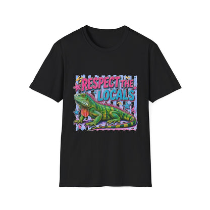 Respect the Locals T-Shirt — Colorful Iguana Graphic Tee