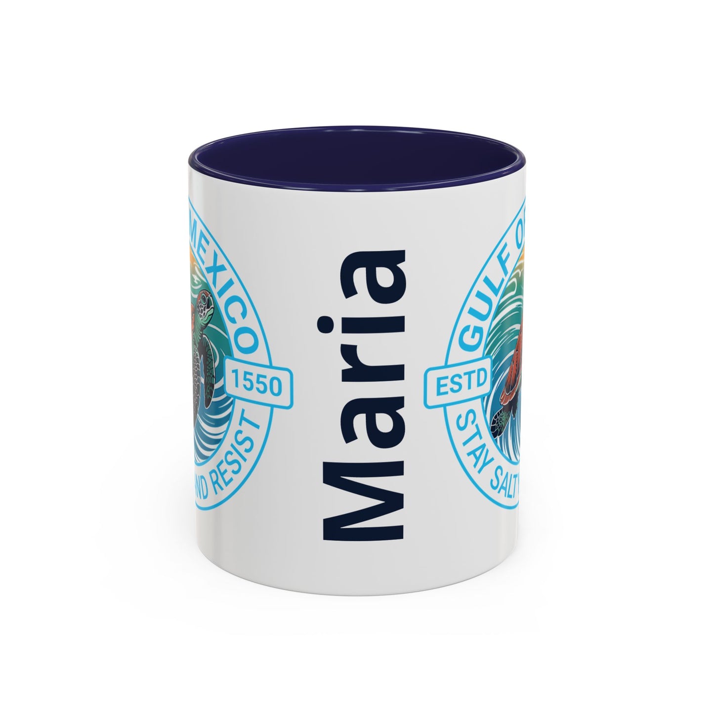 Customizable Gulf of Mexico Turtle Coffee Mug — "Stay Salty and Resist" Accent Ceramic Mug