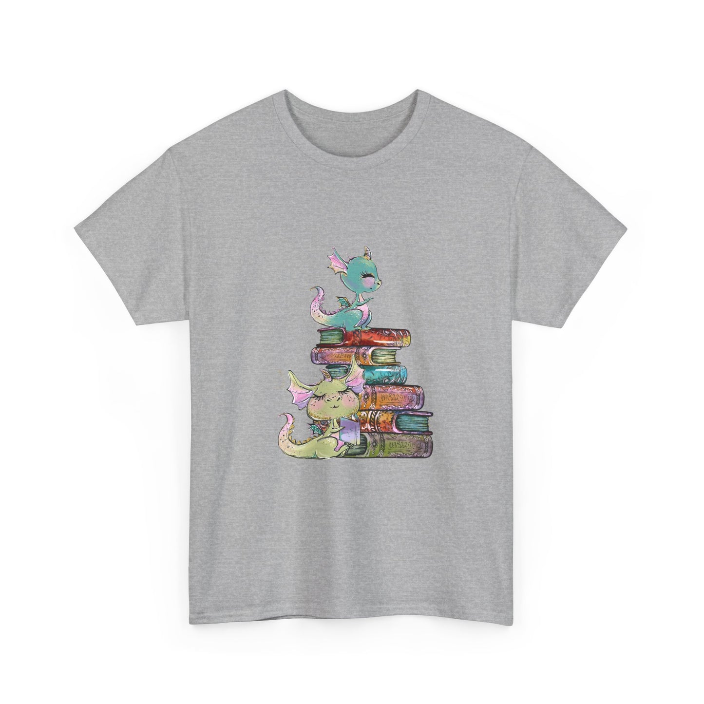 Book Dragon T-Shirt — Cute Book Stack Dragons Reading Tee