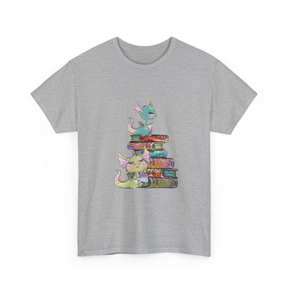 Book Dragon T-Shirt — Cute Book Stack Dragons Reading Tee