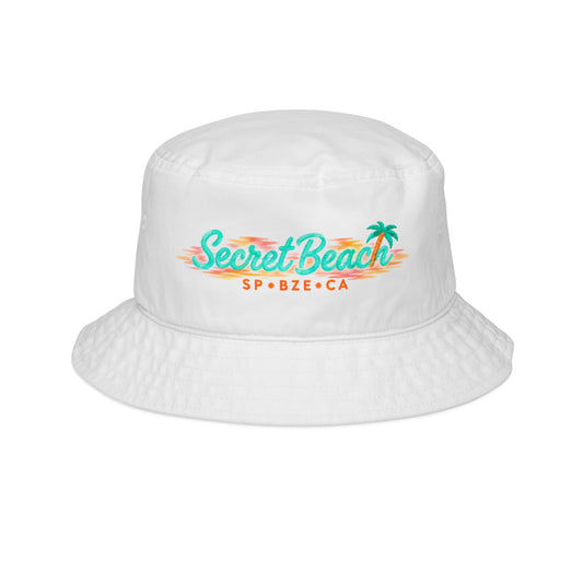 Secret Beach Bucket Hat – Retro Palm Beach Vacation Sun Hat