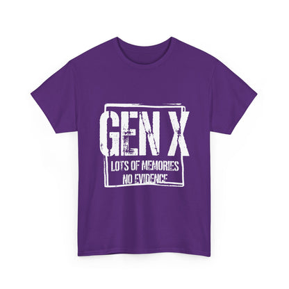 Gen X Tee — "Gen X: Lots of Memories, No Evidence" Vintage Retro Shirt