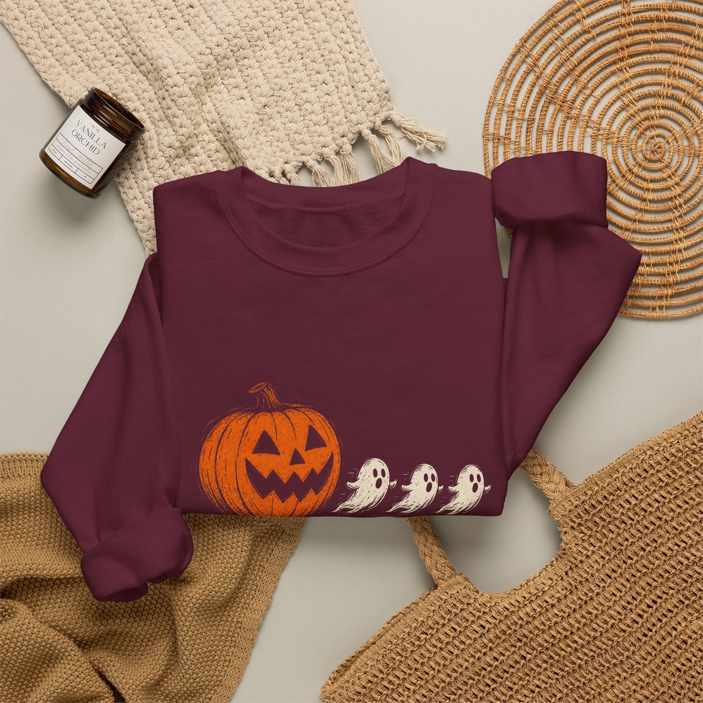 Halloween Pumpkin & Ghosts Crewneck Sweatshirt