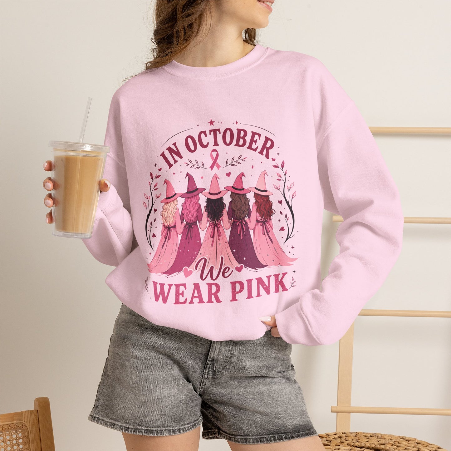Breast Cancer Awareness Sweatshirt - "In October We Wear Pink" Crewneck