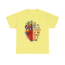 "She Was Not Fragile Like a Flower, She Was Fragile Like a Bomb" Floral Heart Graphic Tee