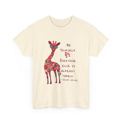 Giraffe Floral Tee — "Be Yourself" Inspirational Graphic T-Shirt
