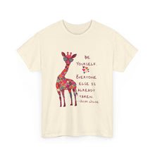 Giraffe Floral Tee — "Be Yourself" Inspirational Graphic T-Shirt