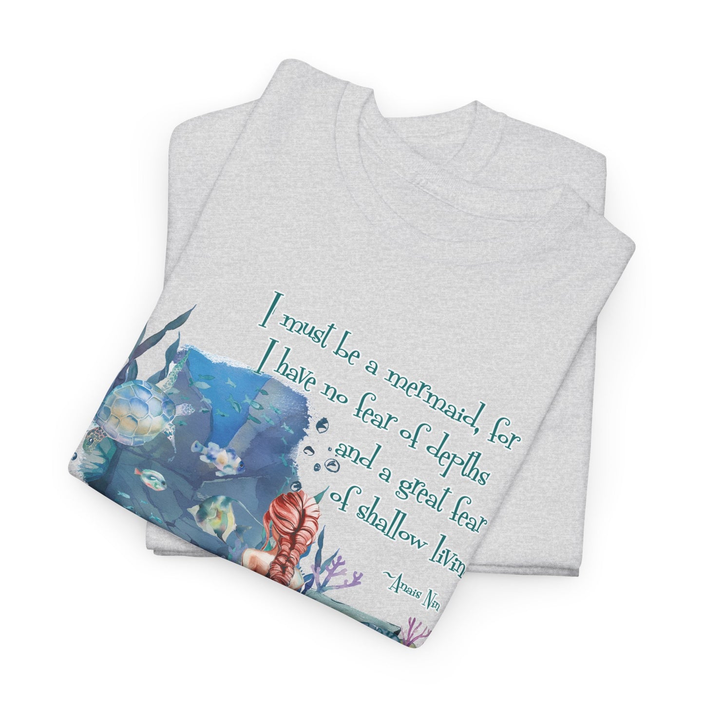 Mermaid Quote T-Shirt — 'I Must Be a Mermaid' Watercolor Tee  - Light colors