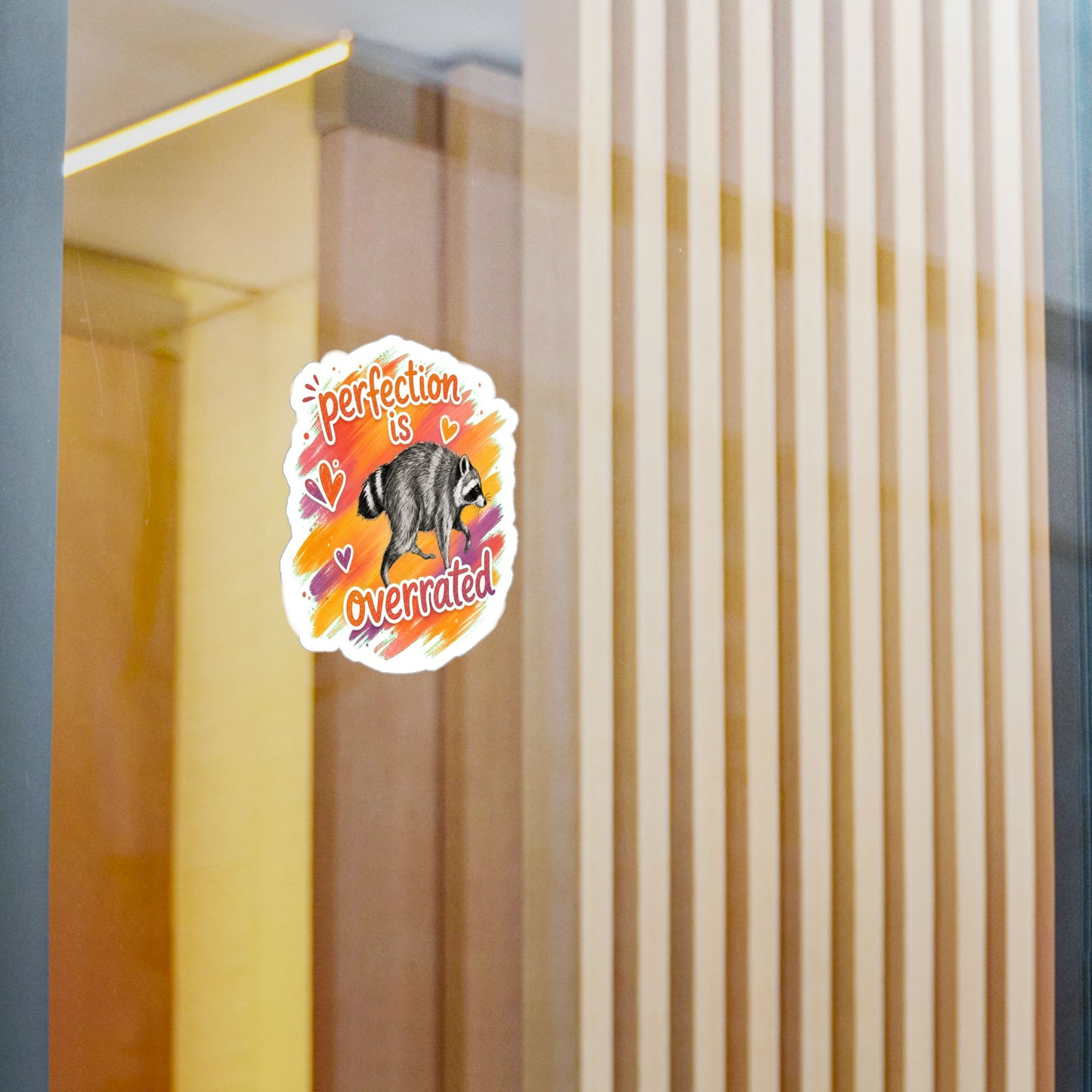 Perfection Is Overrated Raccoon Sticker