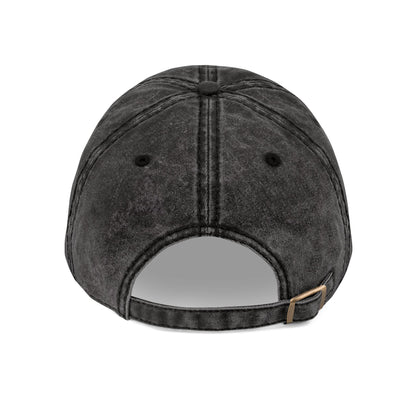 Embroidered Vintage Cap — "I aim to misbehave" Distressed Hat