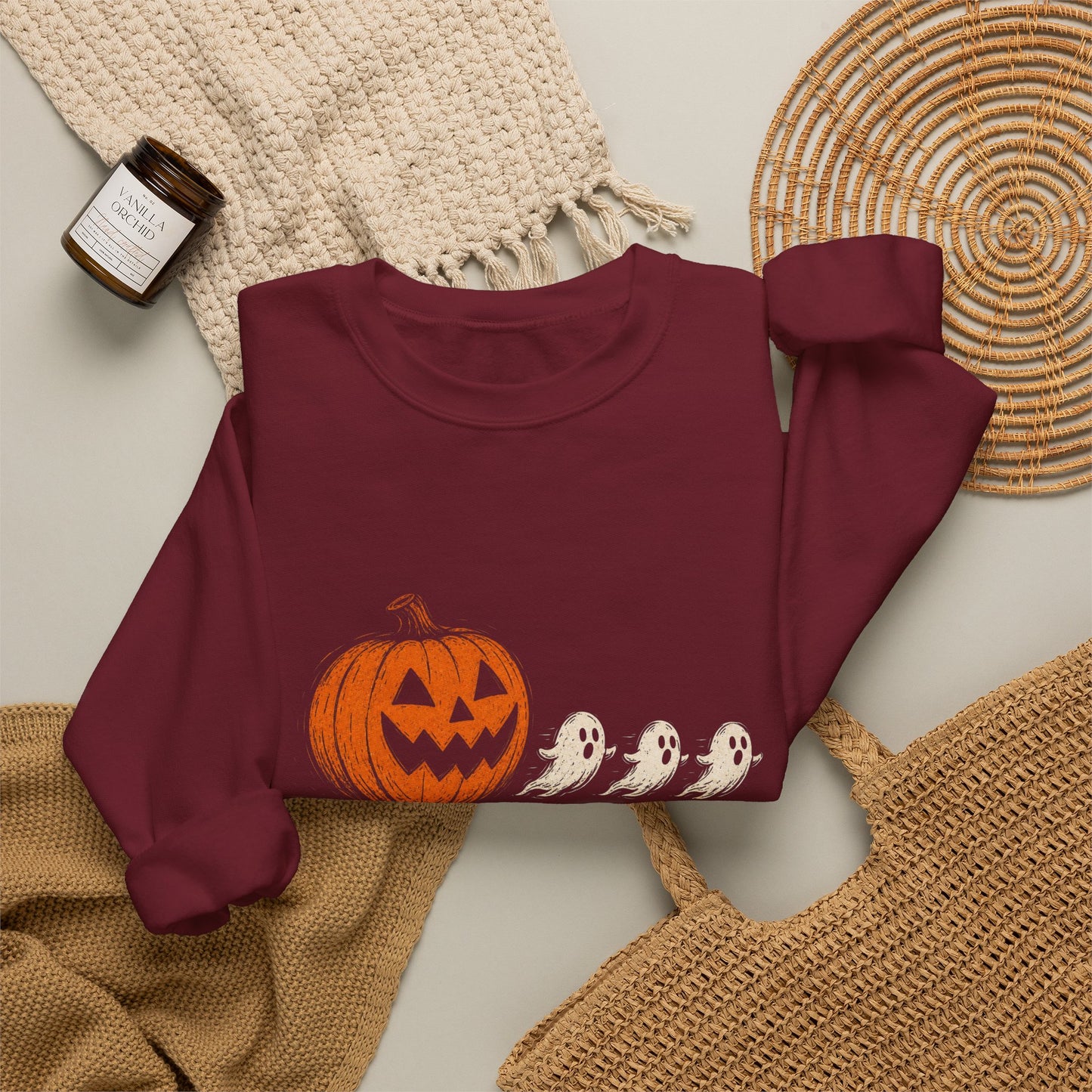 Halloween Pumpkin & Ghosts Crewneck Sweatshirt