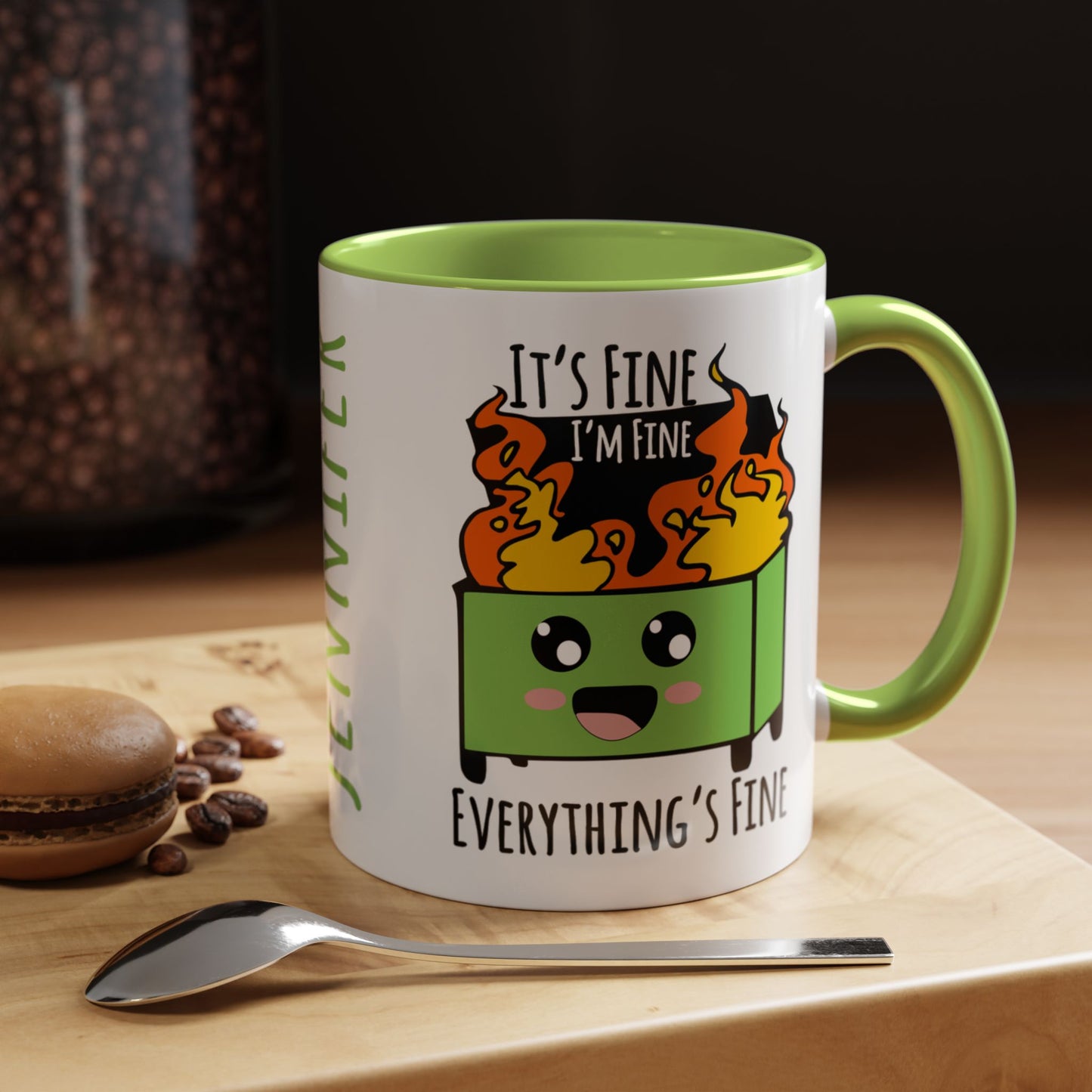 Customizable It's fine, I'm fine, Everything's Fine - Accent Coffee Mug (11, 15oz)