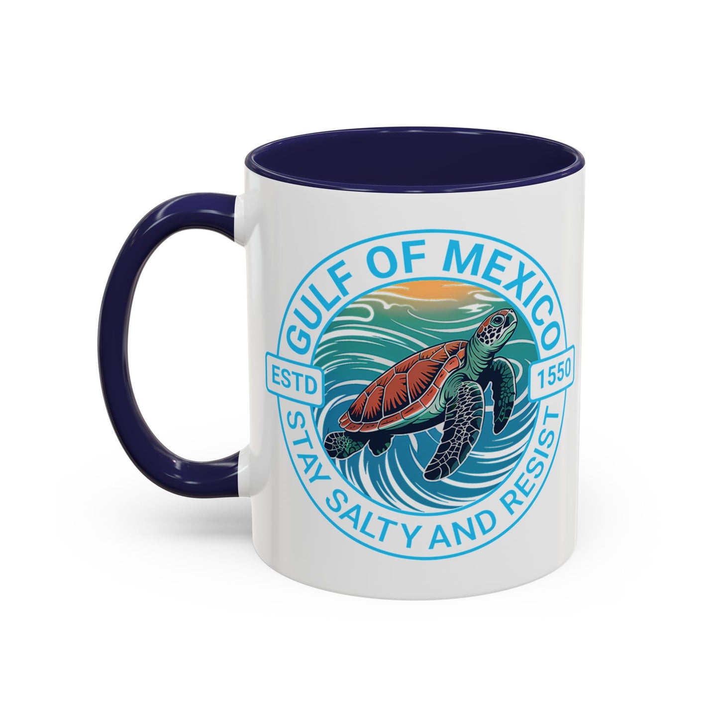 Gulf of Mexico Turtle Coffee Mug — "Stay Salty and Resist" Accent Ceramic Mug