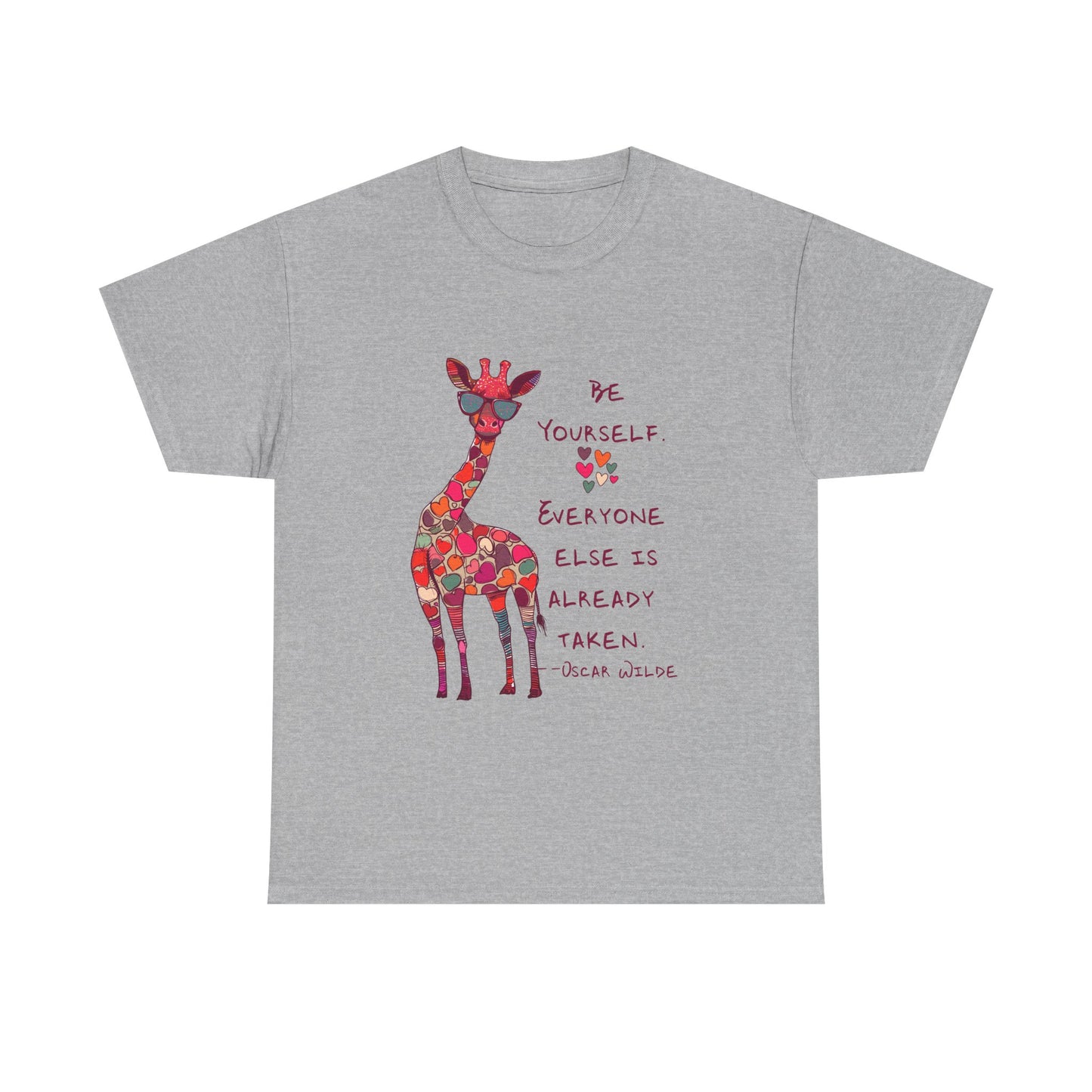 Giraffe Floral Tee — "Be Yourself" Inspirational Graphic T-Shirt
