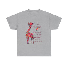 Giraffe Floral Tee — "Be Yourself" Inspirational Graphic T-Shirt