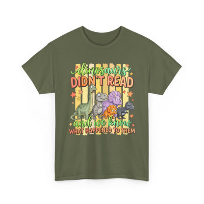 Dinosaur T‑Shirt — "Dinosaurs Didn't Read" Cute Retro Dino Graphic Tee