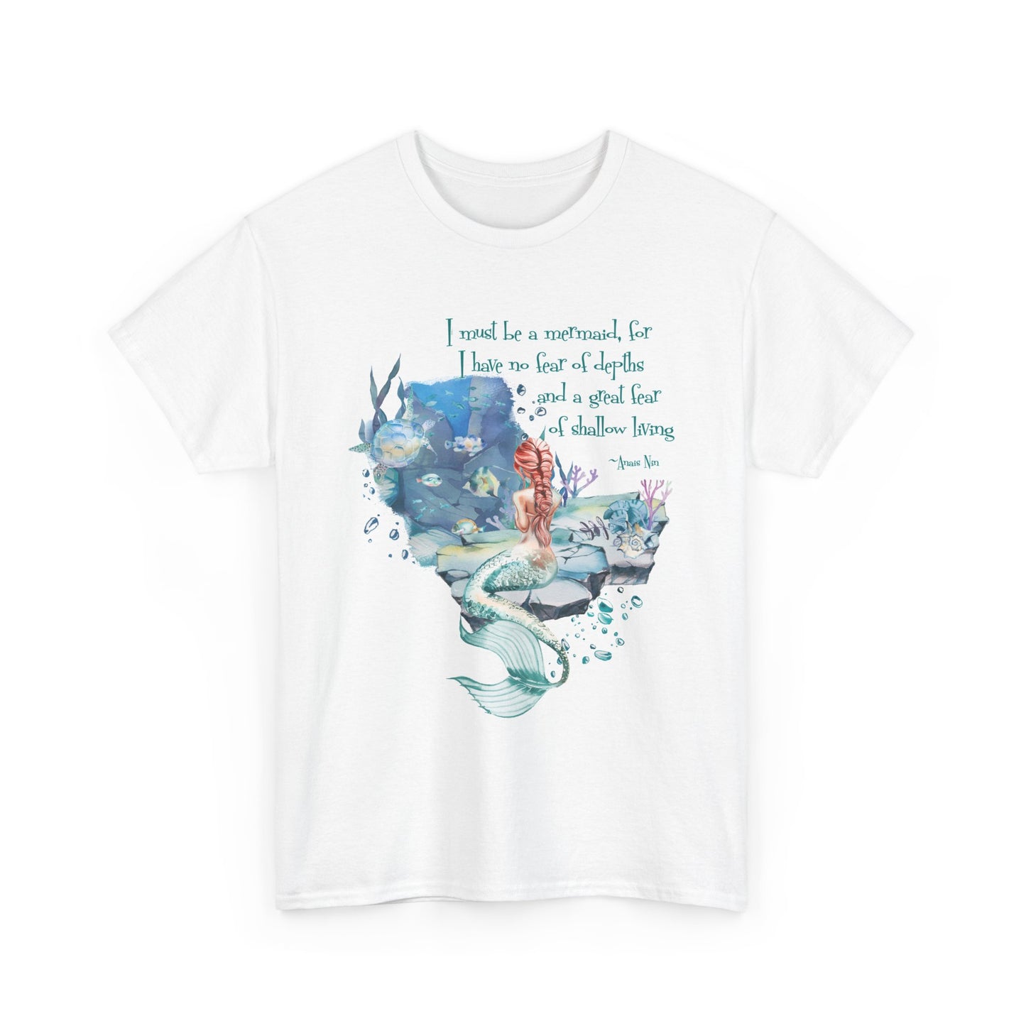 Mermaid Quote T-Shirt — 'I Must Be a Mermaid' Watercolor Tee  - Light colors