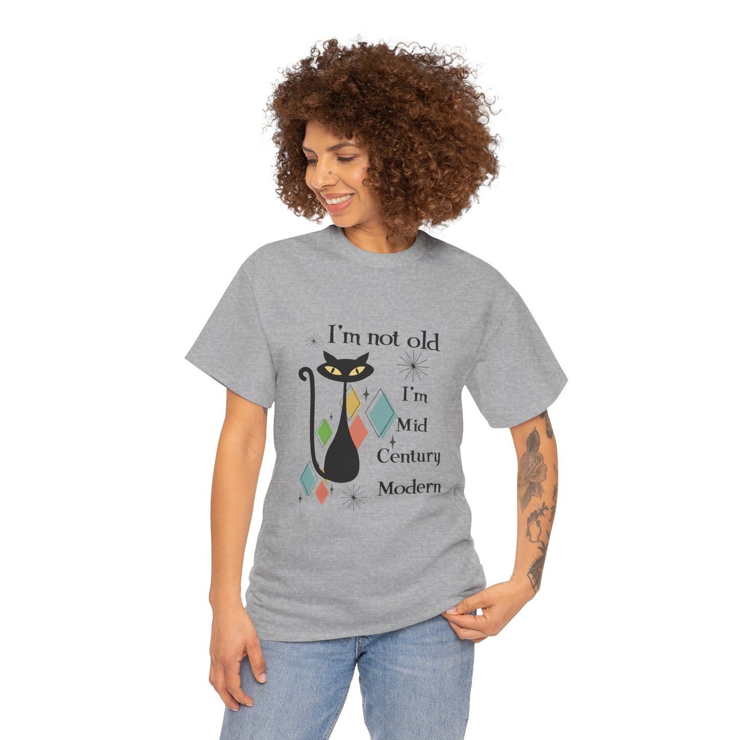 Mid-Century Modern Cat T-Shirt – "I'm Not Old I'm Mid Century Modern" Retro Graphic Tee